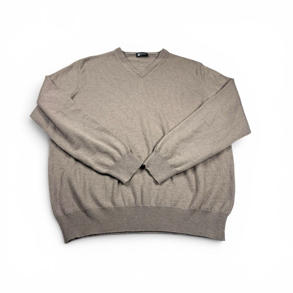 Colombo Mens Kid Cashmere V-Neck Sweater Gray Soft Knit Luxe Pullover 52/L US